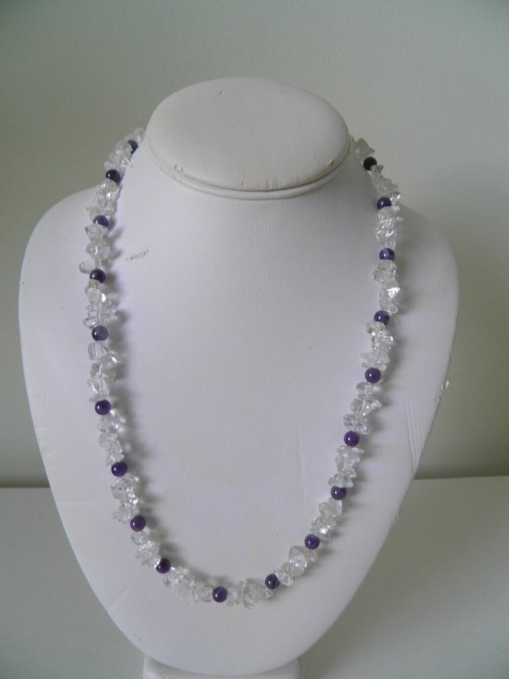 Crystal & Amethyst Necklace 22" long